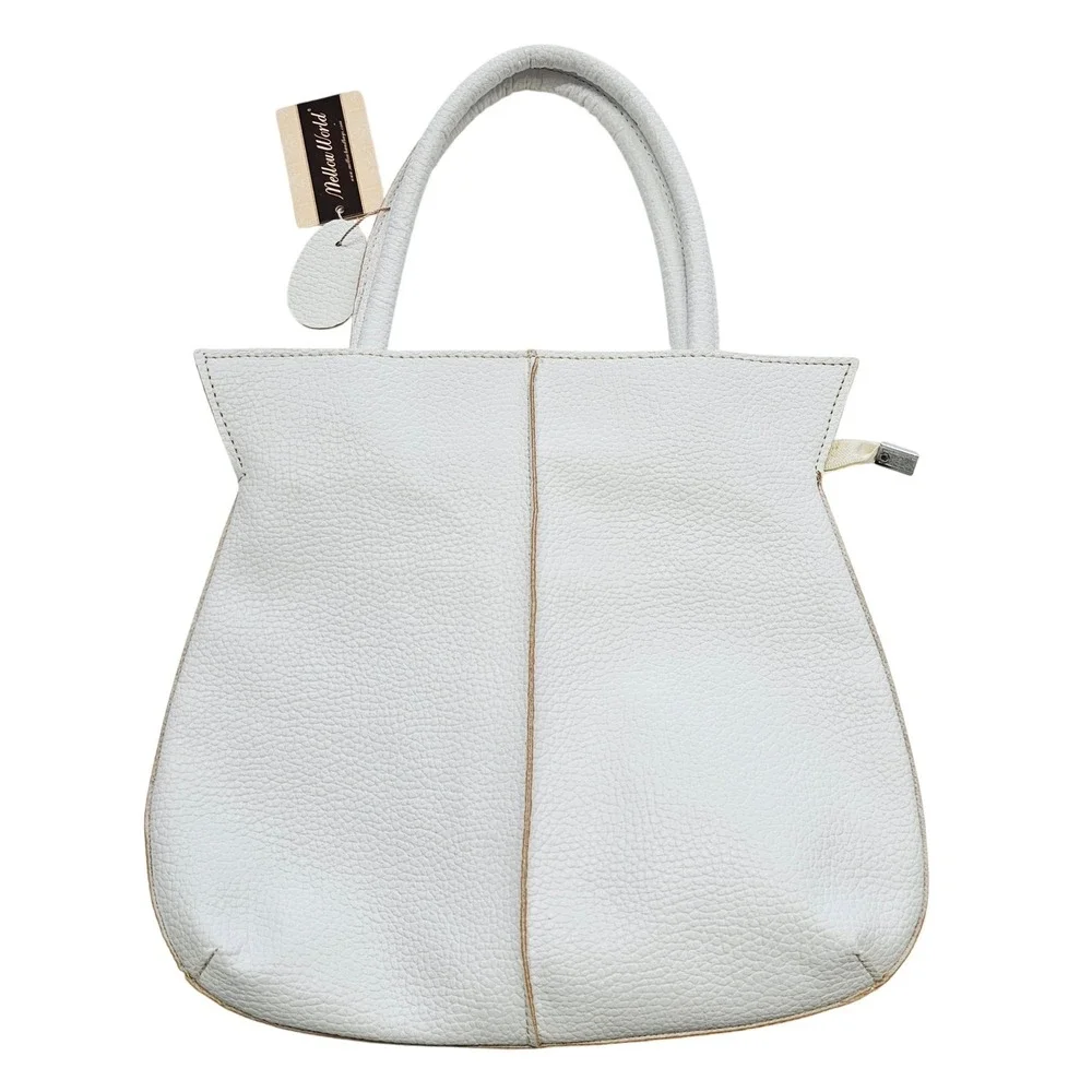 Mellow World White Pebble Faux Leather Satchel HB4210‎ Top Handle Bag
